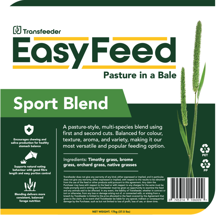 Compressed Square Hay Bale - Sport Horse Blend 17kg (Bagged)