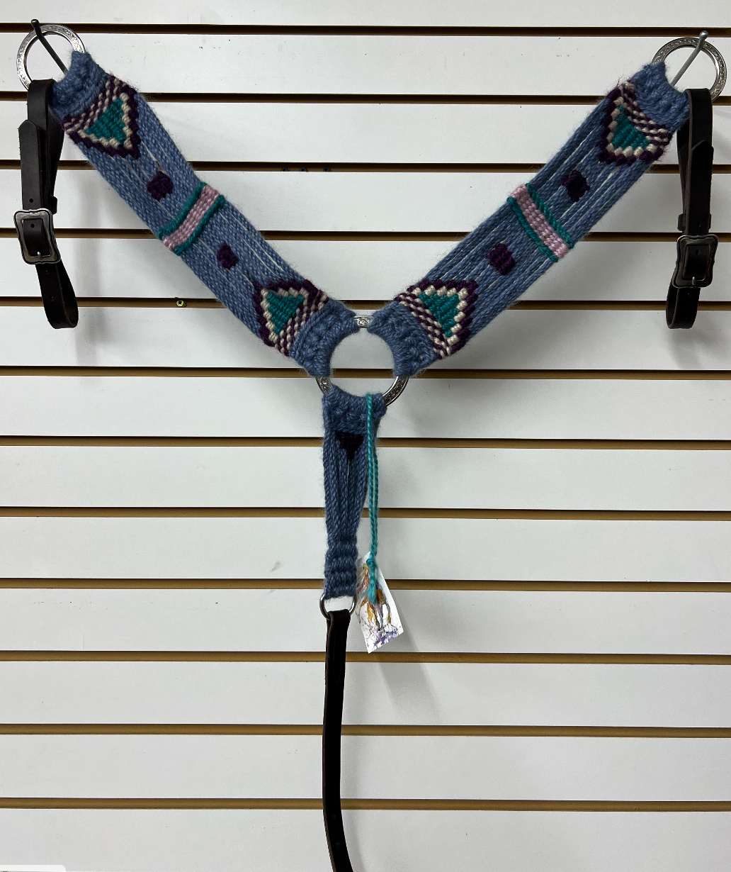 Hand Crafted Mohair Breast Collar - Blue/Purple/Teal