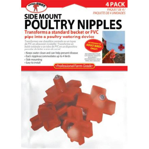 Miller Side Mount Poultry Nipples - 4pk