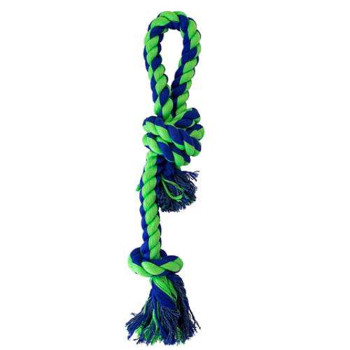 Knotty Rope & Handle Blue & Green 17.75 "