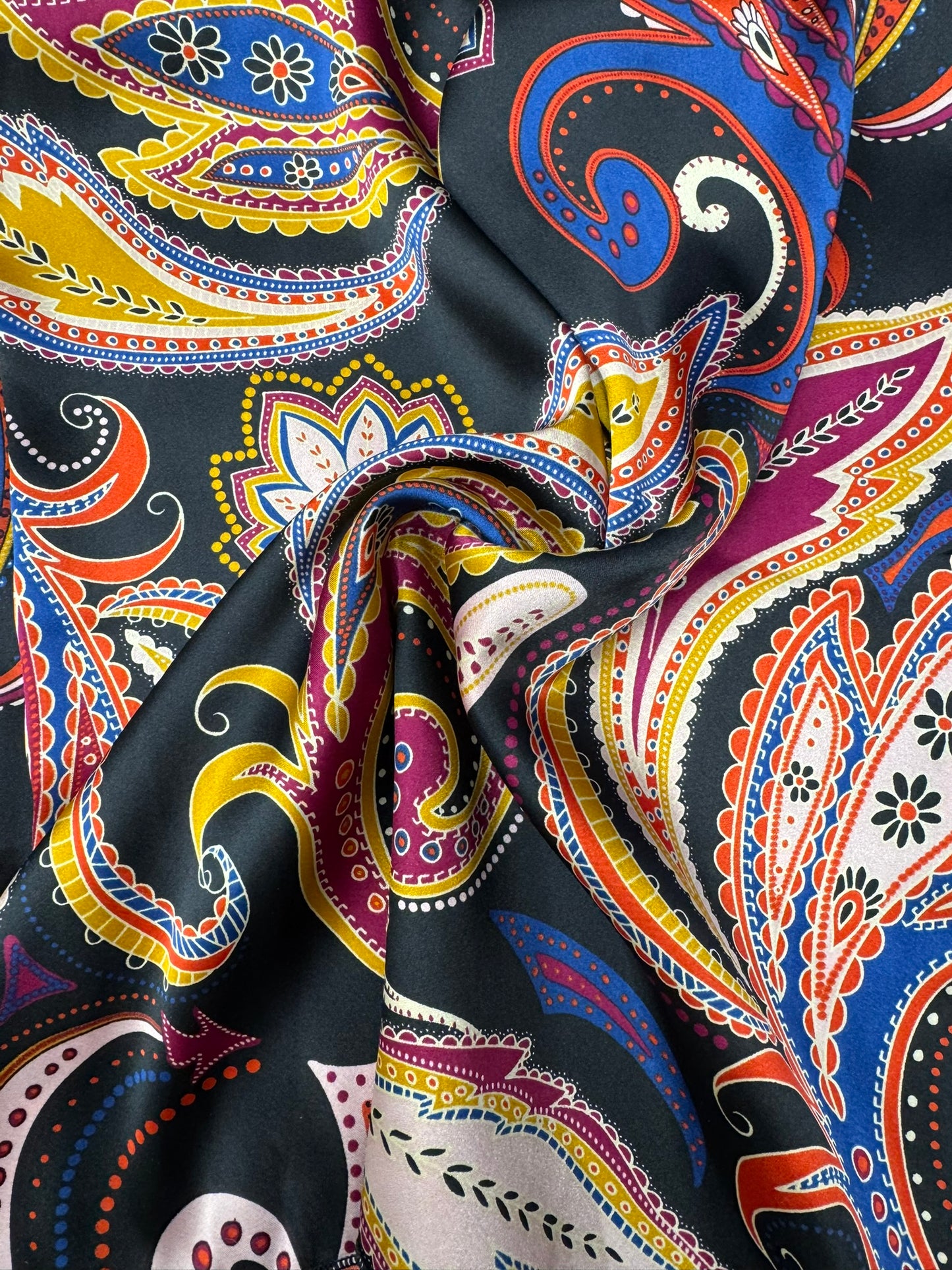 Handmade Wild Rag Black with multicoloured flowers