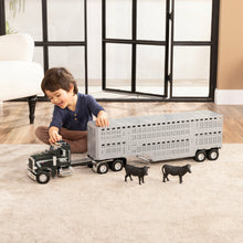 Semitruck with Livestock Trailer and Cows