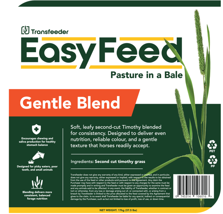 Compressed Square Hay Bale- Gentle Blend 17kg (Bagged)