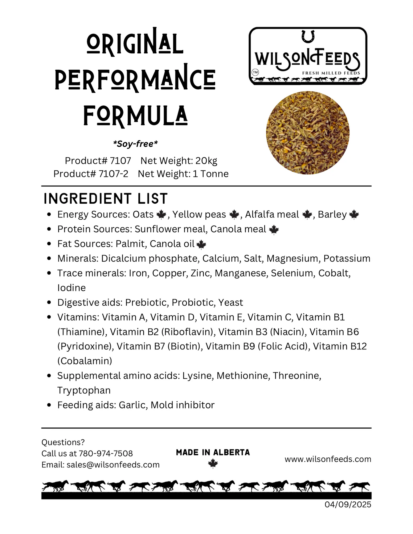 Wilson Feeds Original Performance Formula 20kg