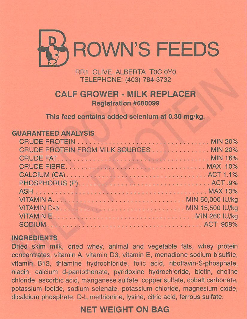 Calf Milk Replacer, Grower (Pink Tag)