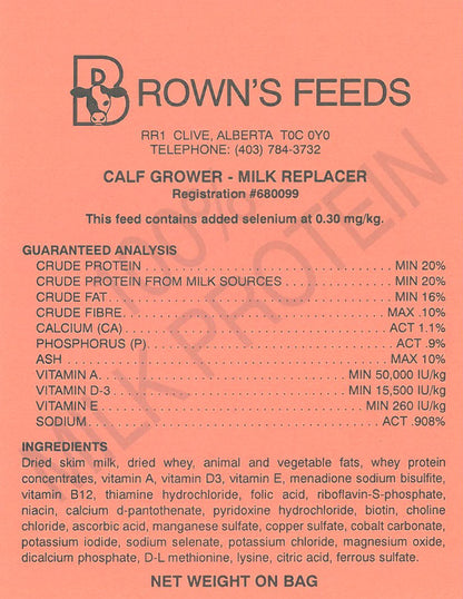Calf Milk Replacer, Grower (Pink Tag)