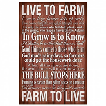 Live to Farm' Sign