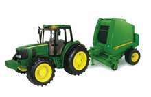 Big Farm Light and Sounds John Deere 7330 Tractor and Round Baler