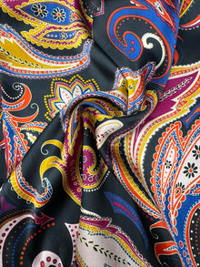 Handmade Wild Rag Black with multicoloured flowers