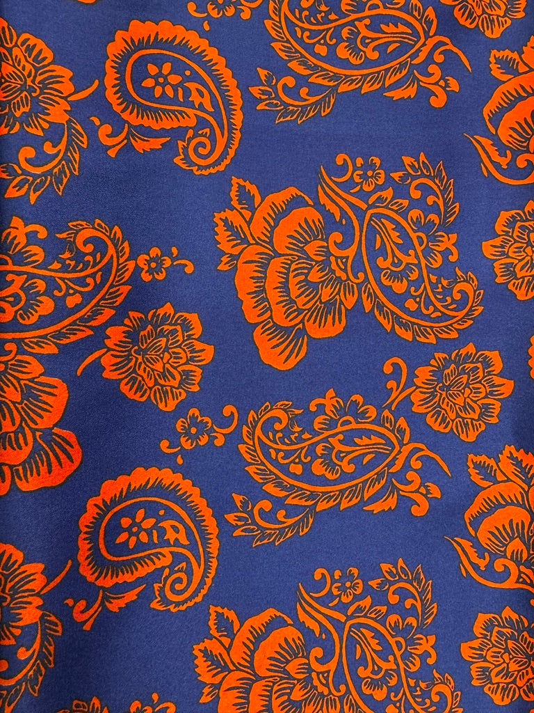 Handmade Wild Rag Blue and Red Paisley/ Rose